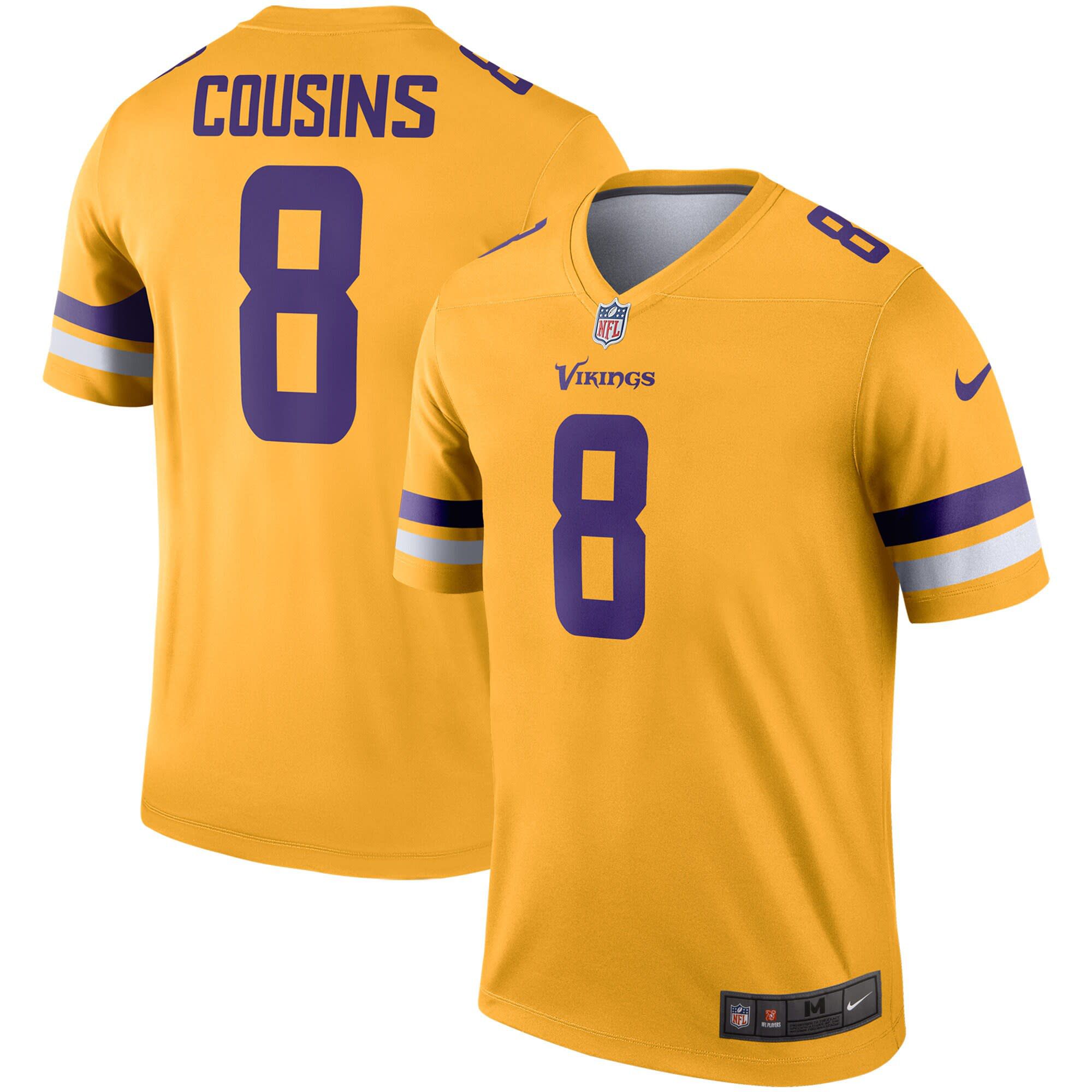 Men Minnesota Vikings #8 Kirk Cousins Nike Gold Inverted Legend NFL Jersey